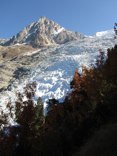 Le glacier des bossons et l'aiguille du midi